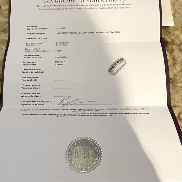 White Gold Ruby and Diamond Ring - Picture 2 of 4